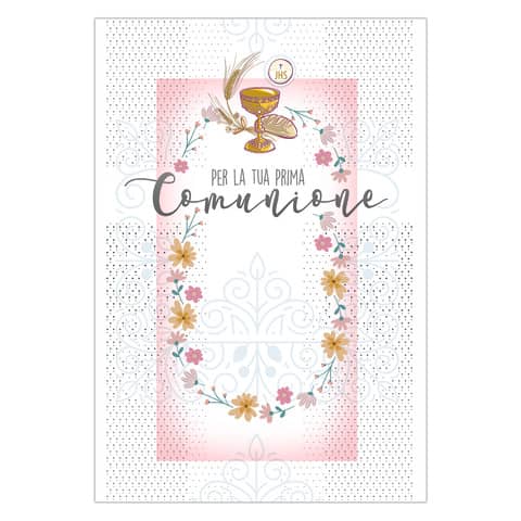 Biglietti augurali Prima Comunione Biembi 12x18 cm conf. da 6 pezzi assortiti con portasoldi - BXBDKTC02